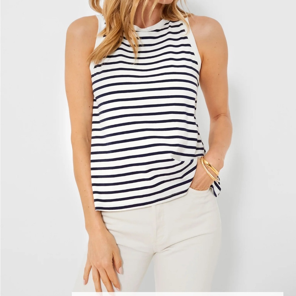 POMANDER PLACE

Navy Stripe Anthos Cotton Tank